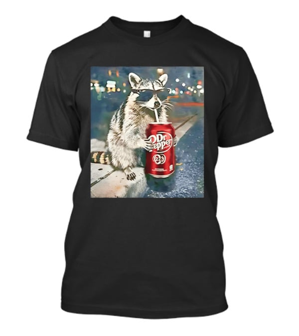 Raccoon Drinking Dr Pepper Meme Funny Soda Animal T-Shirt