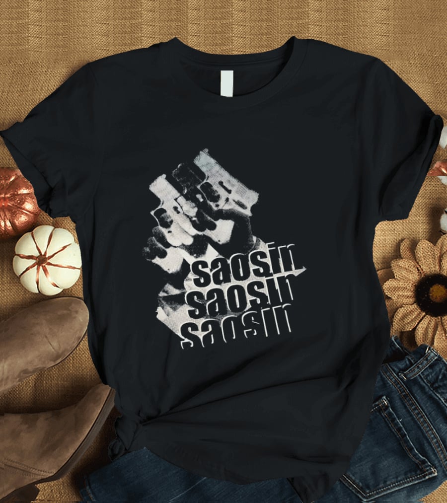 Saosin Band Triple Text Pistol T-Shirt