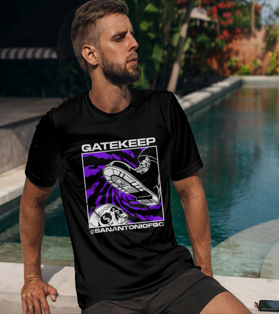 Gatekeep San Antonio Fighting Game Community Sneaker Skull T-Shirt