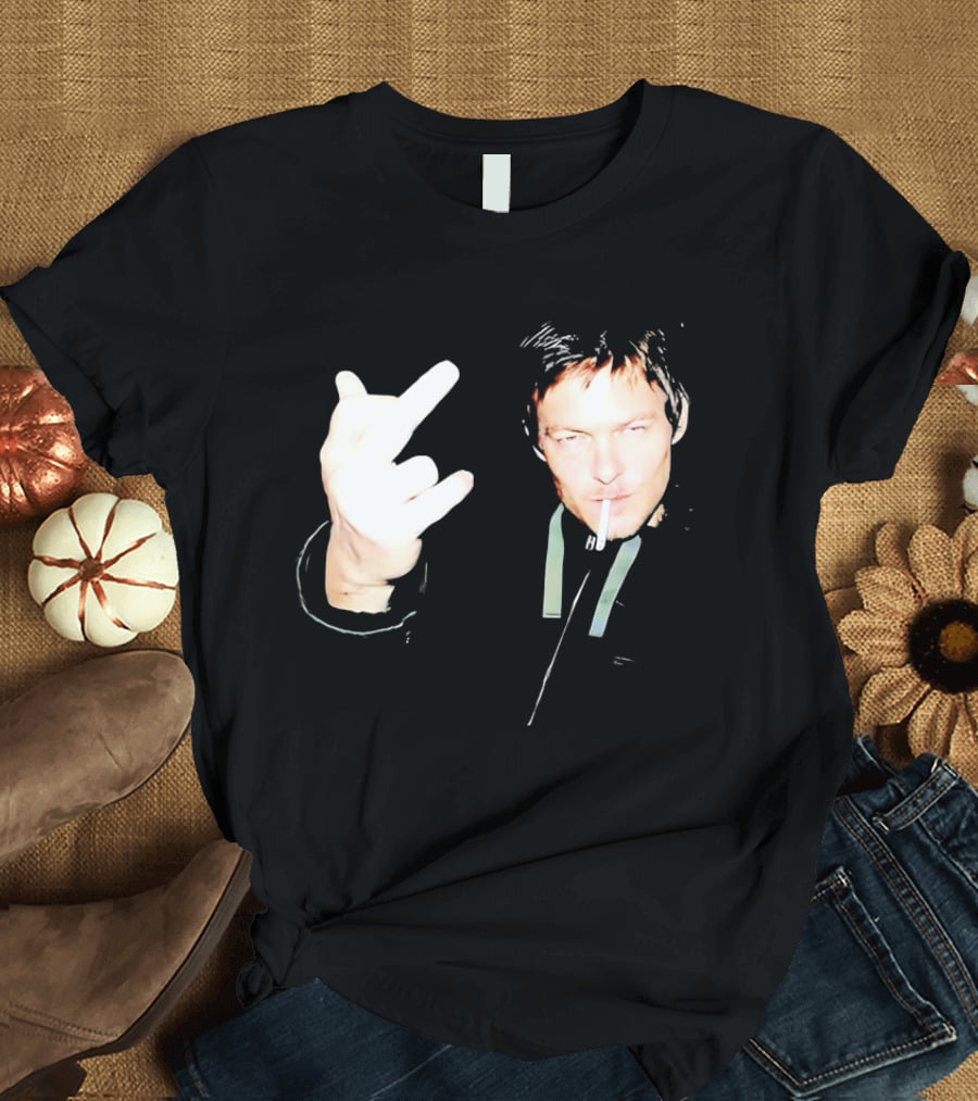 Norman Reedus The Walking Dead Daryl Dixon Middle Finger Smoking T-Shirt