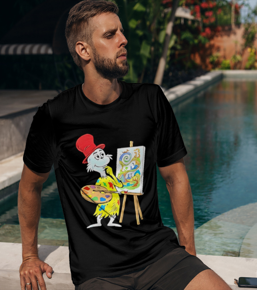 Sam I Am Red Hat Palette Painting Easel Whimsical Scene T-Shirt