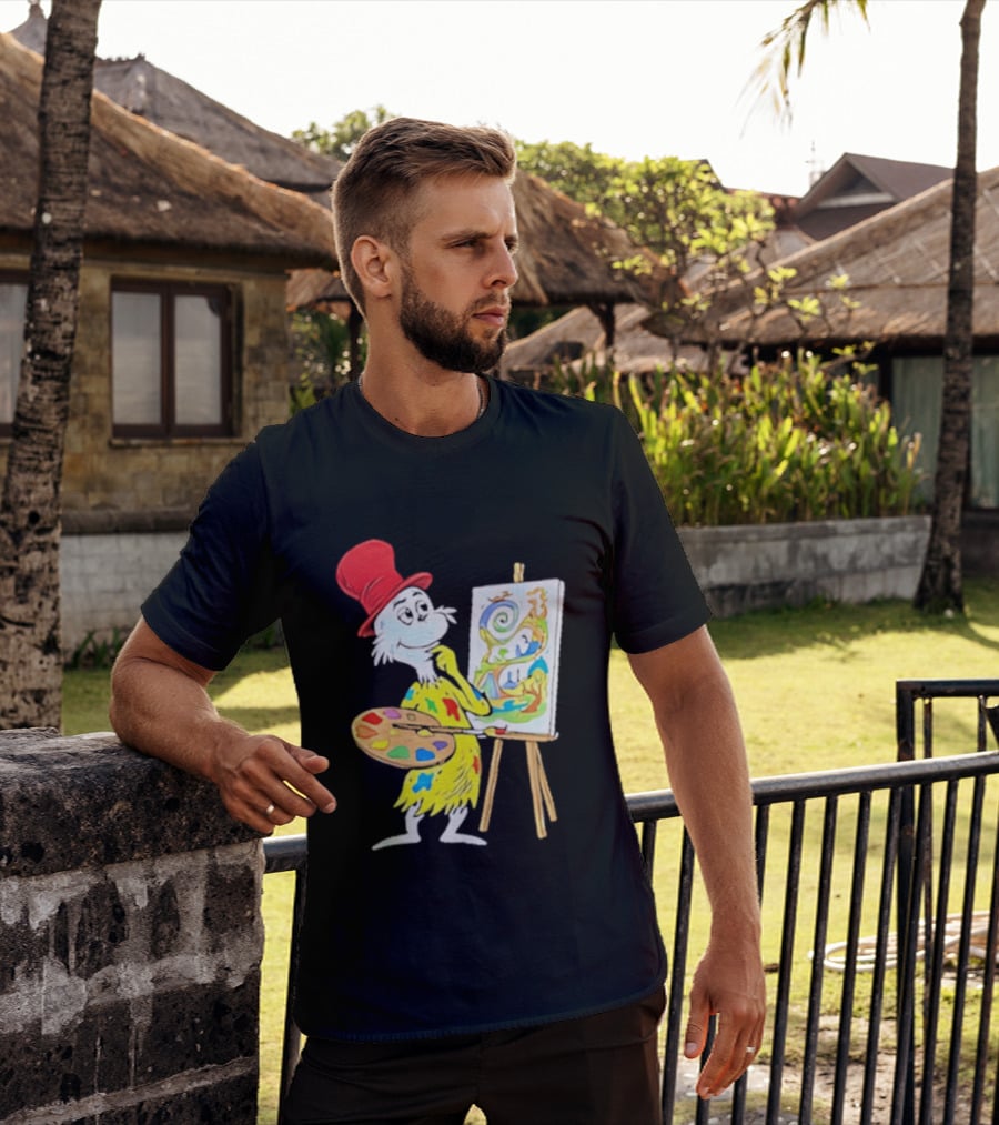 Sam I Am Red Hat Palette Painting Easel Whimsical Scene T-Shirt