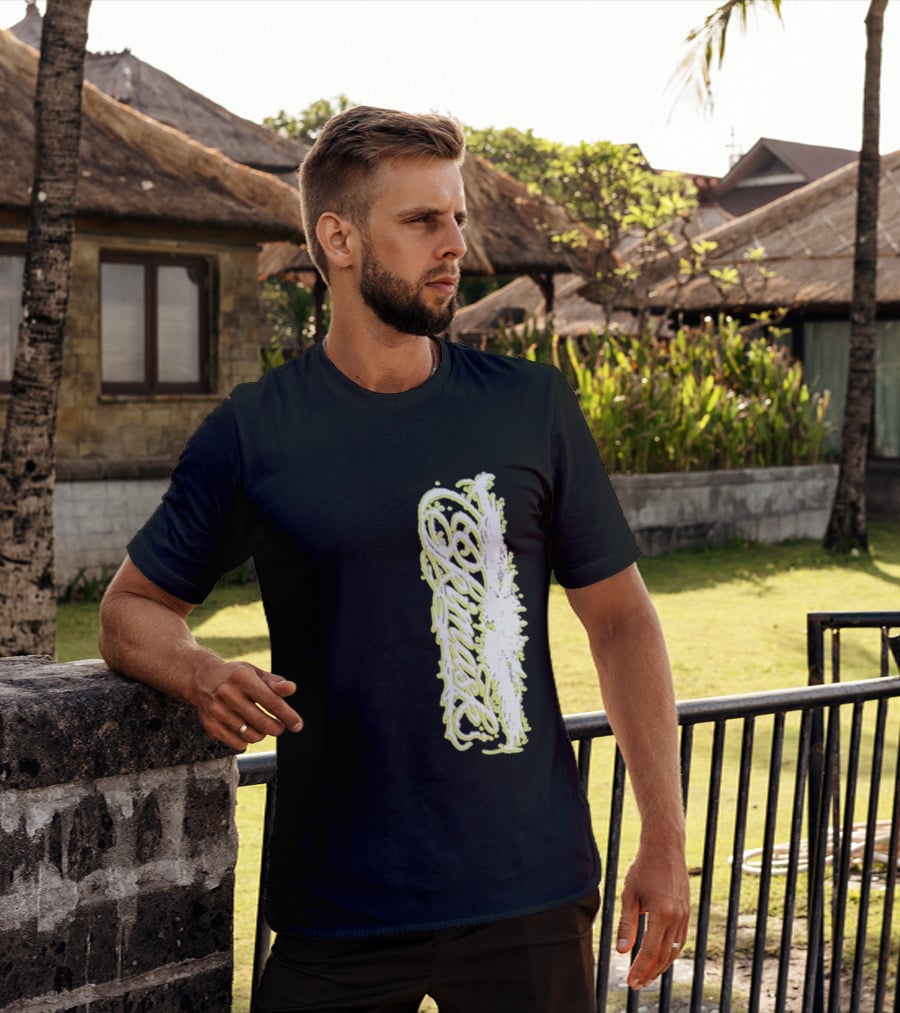 Ski Mask Script Neon Yellow Graffiti Style Vertical T-Shirt