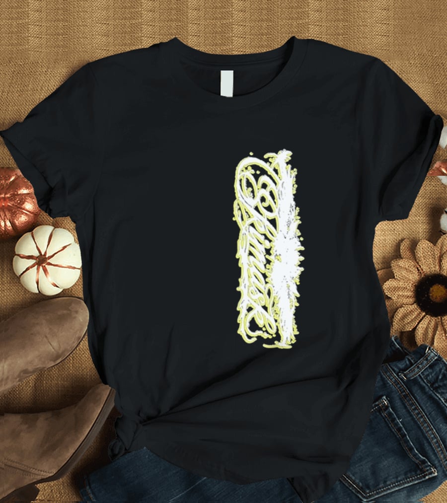 Ski Mask Script Neon Yellow Graffiti Style Vertical T-Shirt