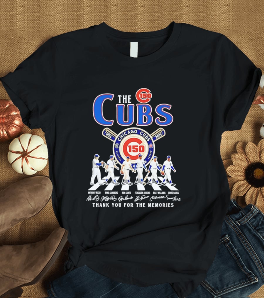 Chicago Cubs 150th Anniversary Thank You For The Memories Signatures T-Shirt