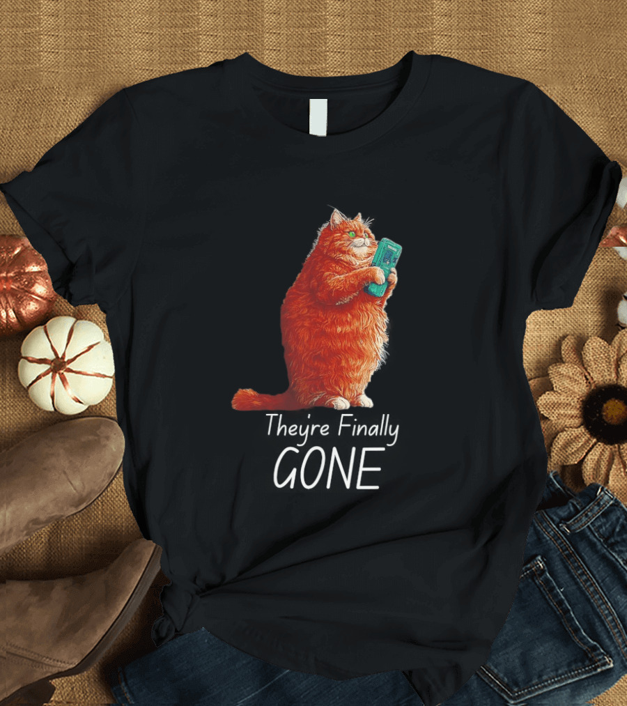 Cat They're Finally Gone Retro Video Game Console T-Shirt