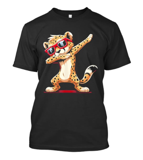 Cheetah Dabbing With Red Sunglasses Animal Pose T-Shirt