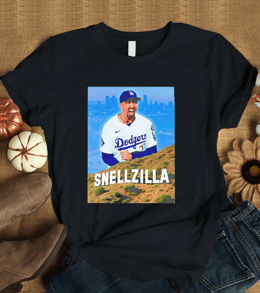 Blake Snell La Dodgers Snellzilla Los Angeles Skyline T-Shirt