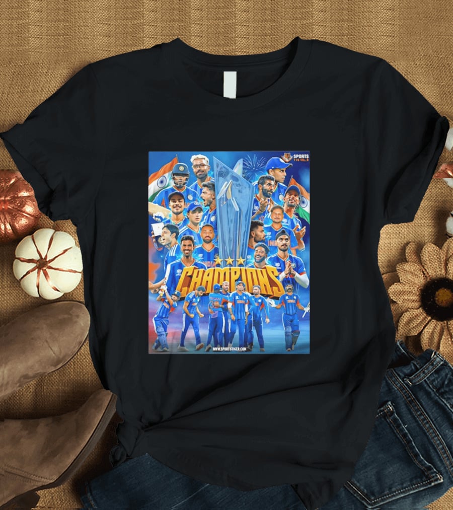 Indian Cricket Champions ICC Men's T20 World Cup 2026 Celebration T-Shirt