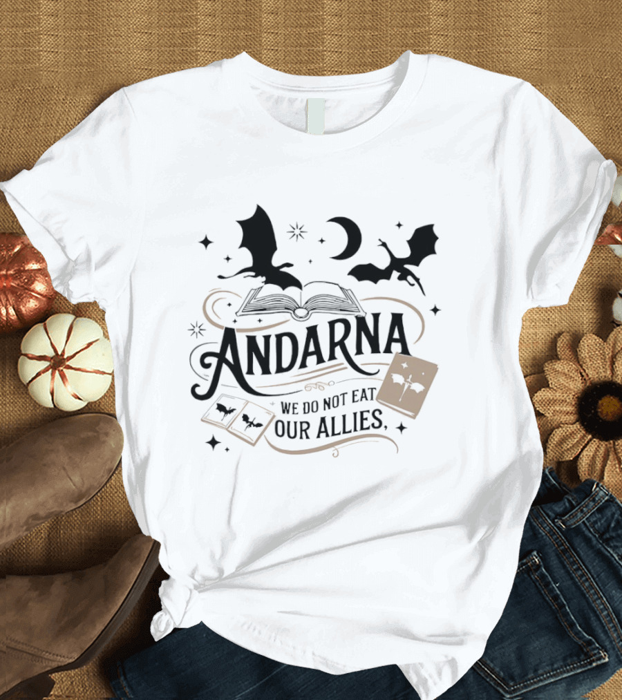 Andarna We Do Not Eat Our Allies Dragon Book Cards Night Sky T-Shirt