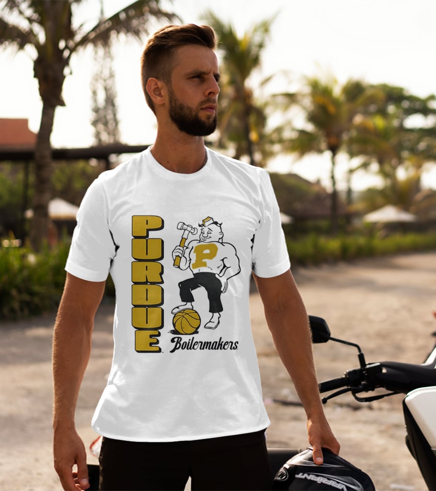 Purdue Boilermakers Basketball Hammer 1970s Retro Team T-Shirt