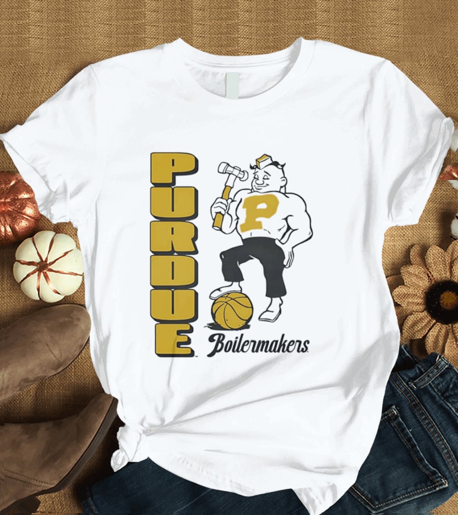Purdue Boilermakers Basketball Hammer 1970s Retro Team T-Shirt