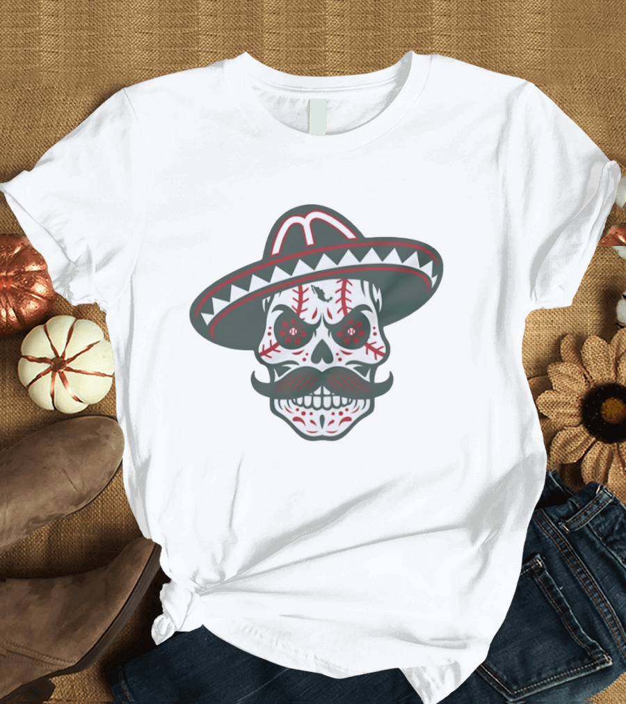 Skull Calaveras Mexico Sombrero Sugar Skull Baseball T-Shirt