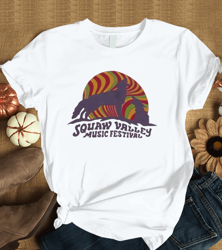 Squaw Valley Music Festival Psychedelic Wolf And Sunburst T-Shirt