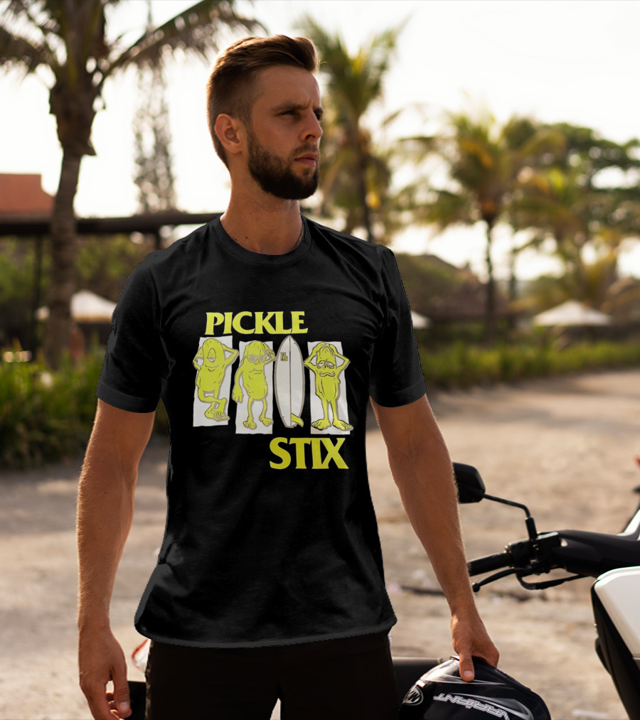 Pickle Stix Surfboard Vacation Characters T-Shirt