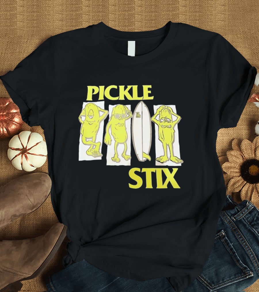 Pickle Stix Surfboard Vacation Characters T-Shirt