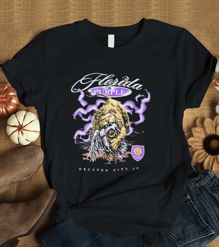 Florida Is Purple Orlando City SC Lion And Eagle Battle T-Shirt