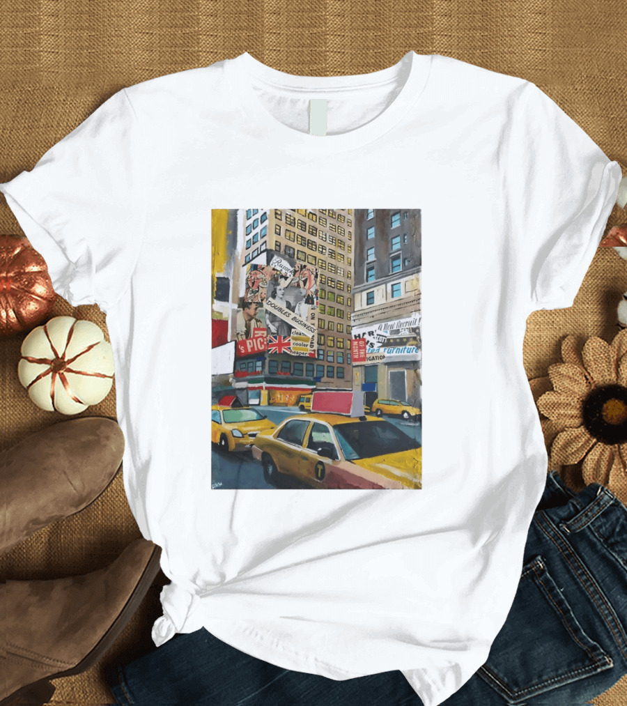 New York City Times Square Taxi Doubles Business British Flag T-Shirt
