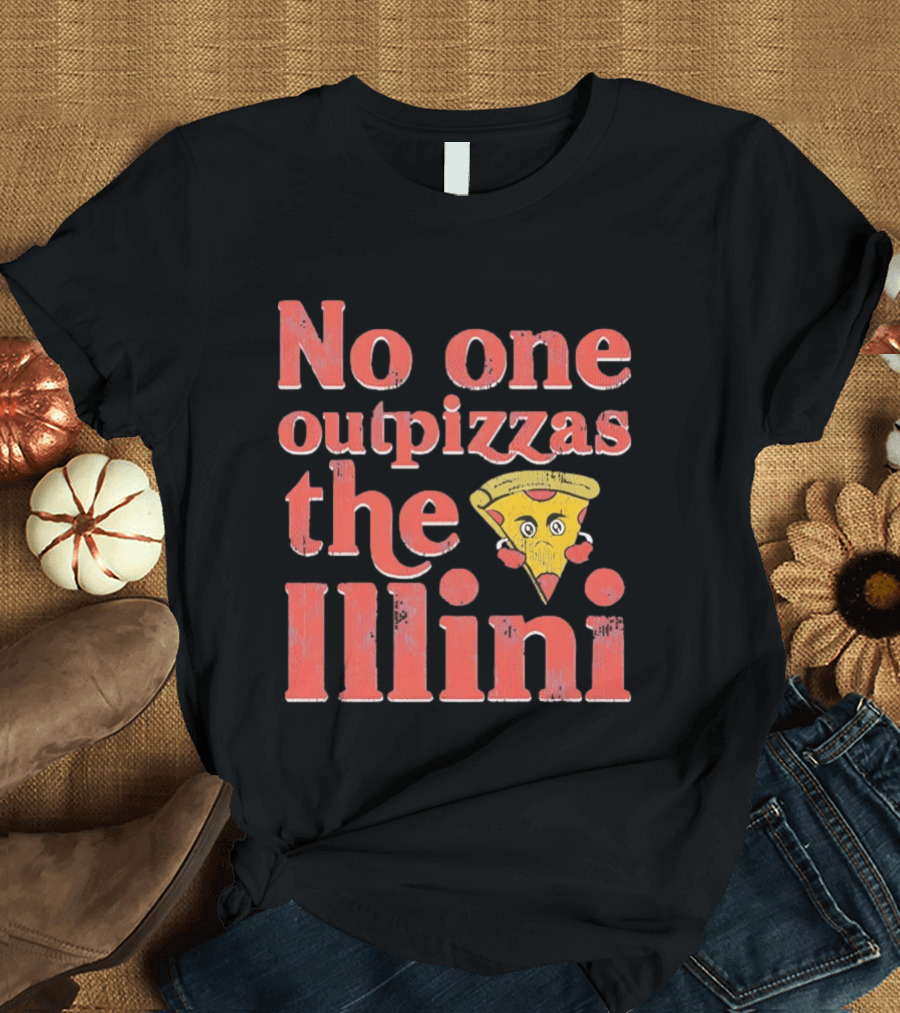 No One Outpizzas The Illini Pizza Face T-Shirt