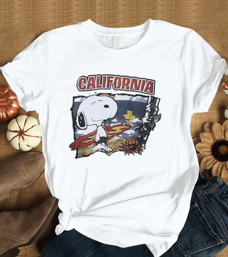 California Snoopy Woodstock Surf Sun Fun T-Shirt