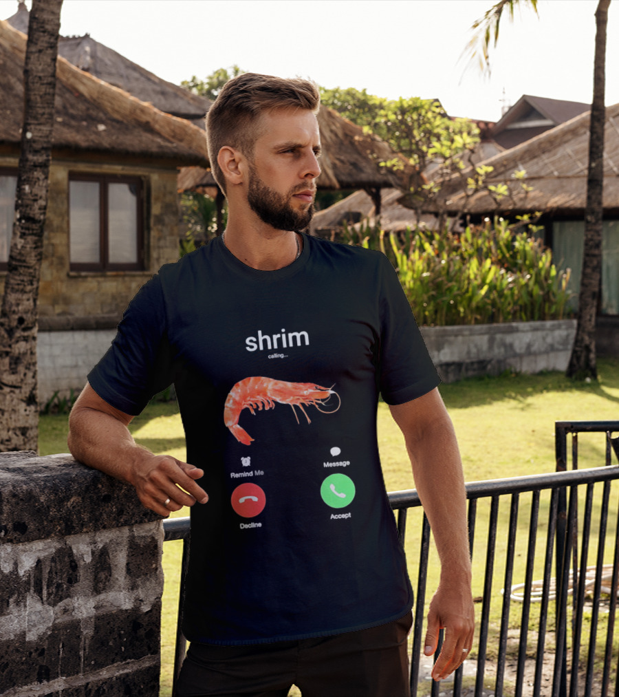 Shrim Phone Call User Interface Prank Joke Prawn Shrimp Emoji T-Shirt