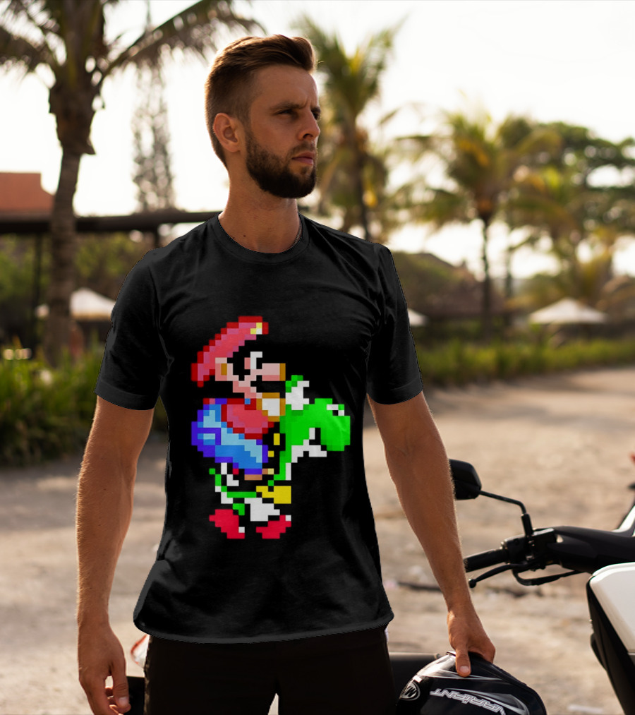 Mario And Yoshi Super Mario World Pixel T-Shirt