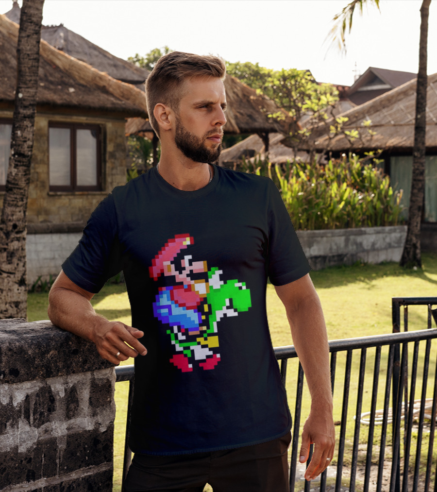 Mario And Yoshi Super Mario World Pixel T-Shirt
