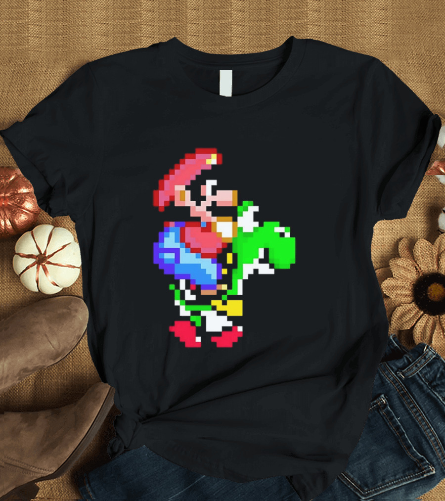 Mario and Yoshi Super Mario World Pixel T-Shirt