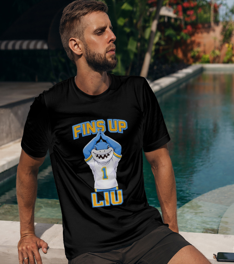LIU Sharks Fins Up Number 1 Celebration T-Shirt