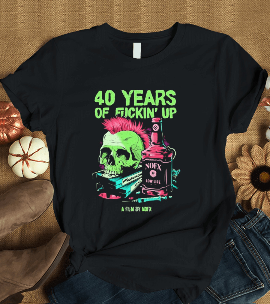40 Years of Fuckin' Up NOFX Bottle Skull A Film By NOFX T-Shirt
