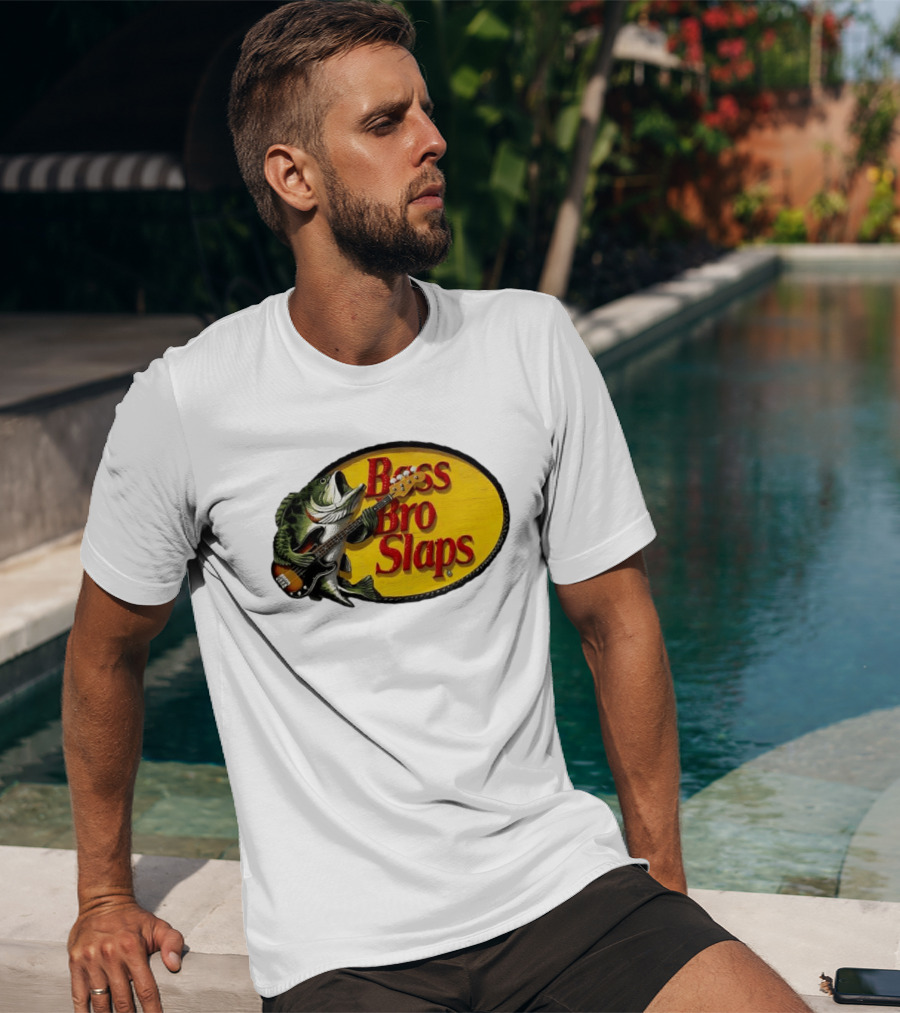 Bass Bro Slaps Fish Playing Electric Guitar T-Shirt
