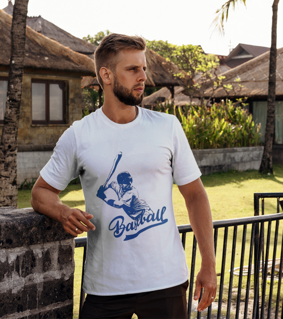 Middle Tennessee Blue Raiders Baseball Player Batting Action T-Shirt