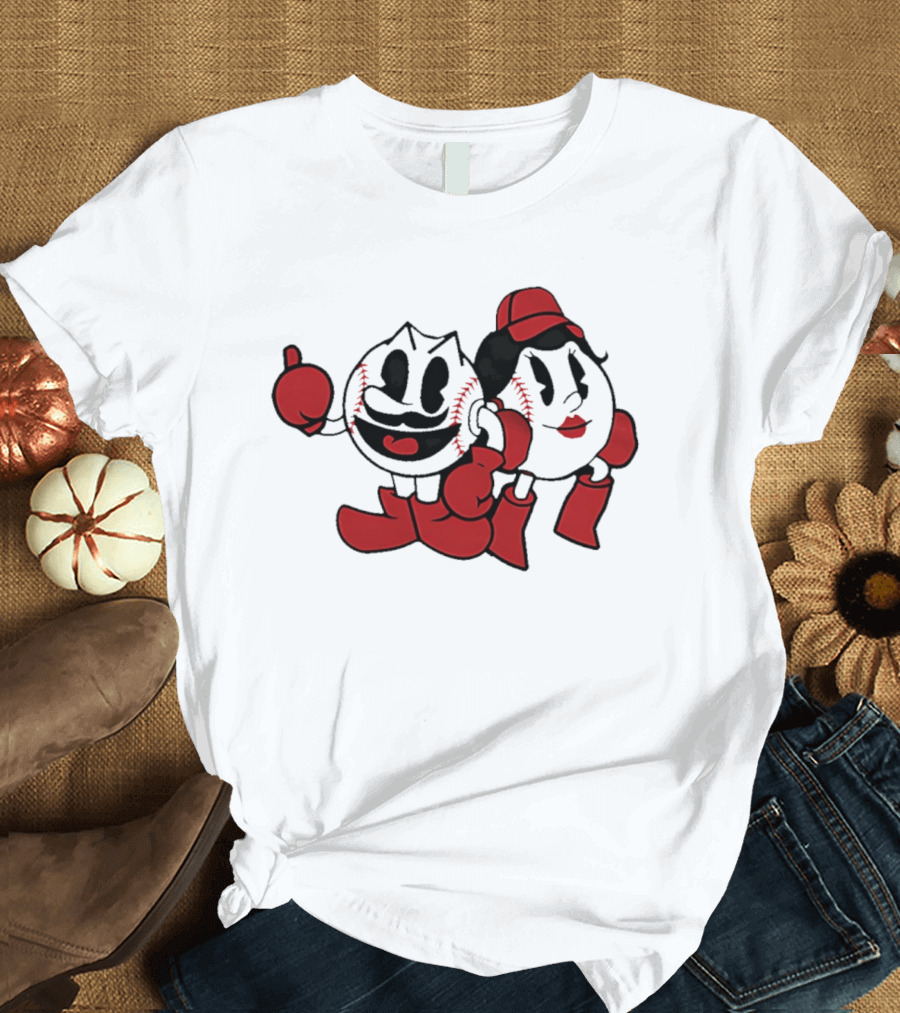 Cincinnati Reds Mr And Ms Baseball Cartoon T-Shirt