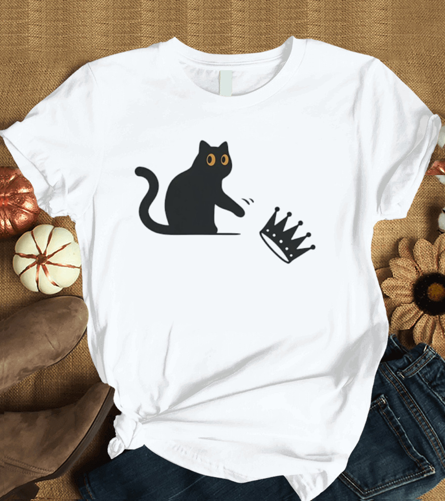 No Kings Cat 2026 Meme Black Cat And Crown T-Shirt