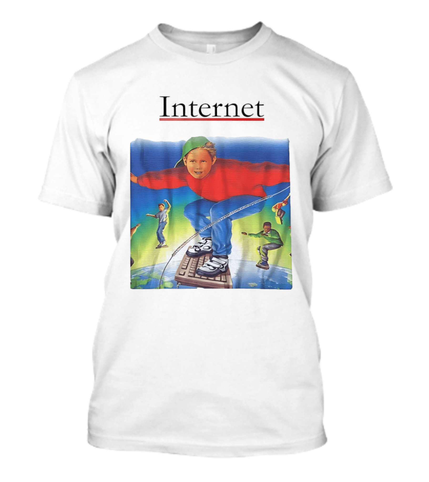 Internet Surfing Kids Adventure On Keyboard Across Digital World T-Shirt