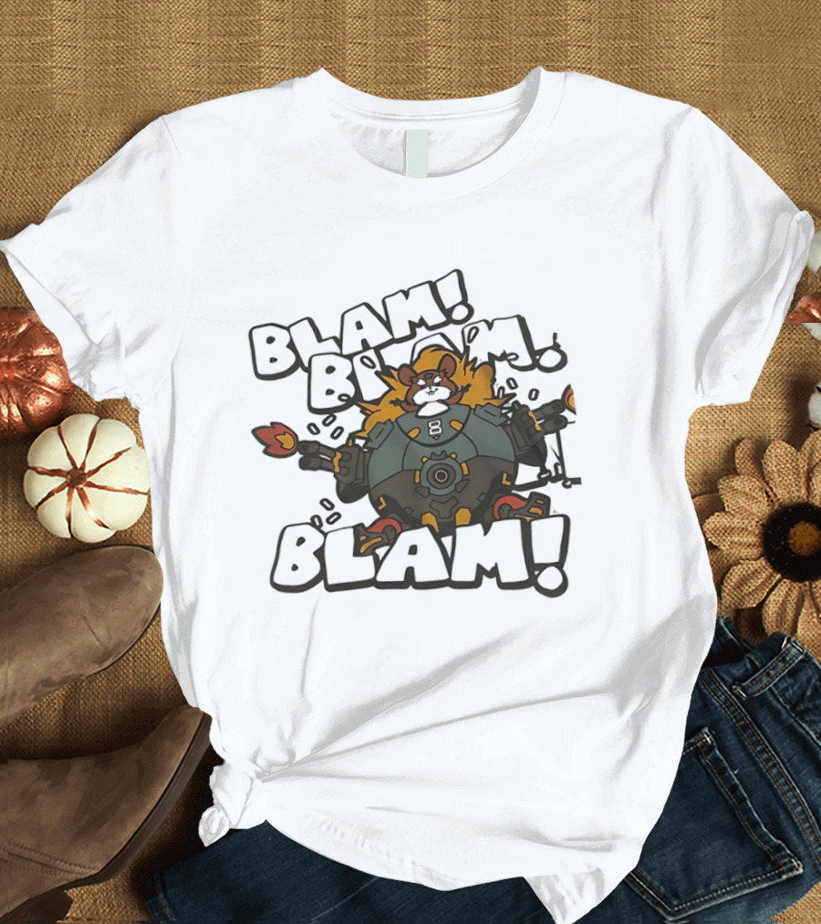 Wrecking Ball Blam Blam Blam Over Hamster Mech Action T-Shirt