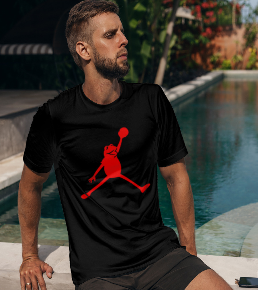 Jordan Frogs Jump Dunkman Kermit Parody Red T-Shirt