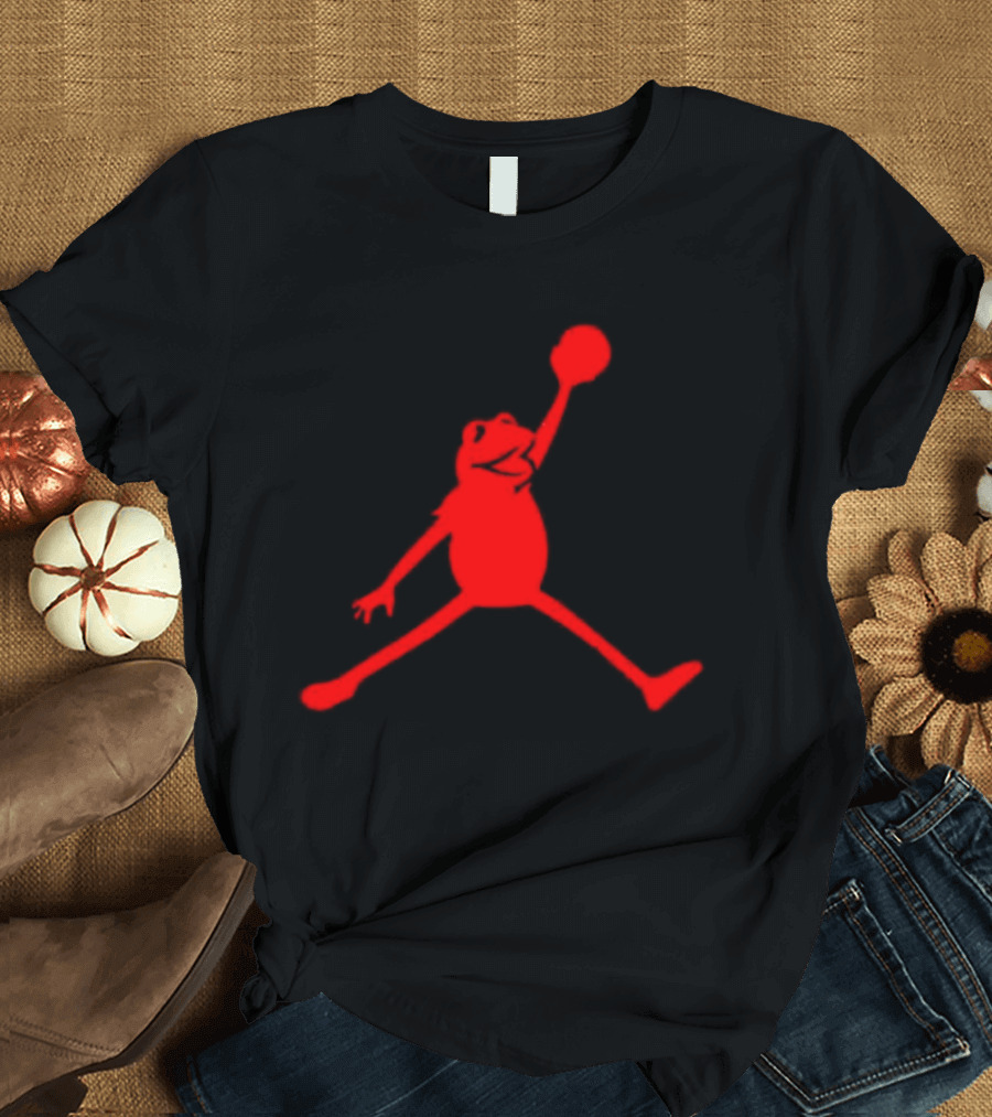 Jordan Frogs Jump Dunkman Kermit Parody Red T-Shirt