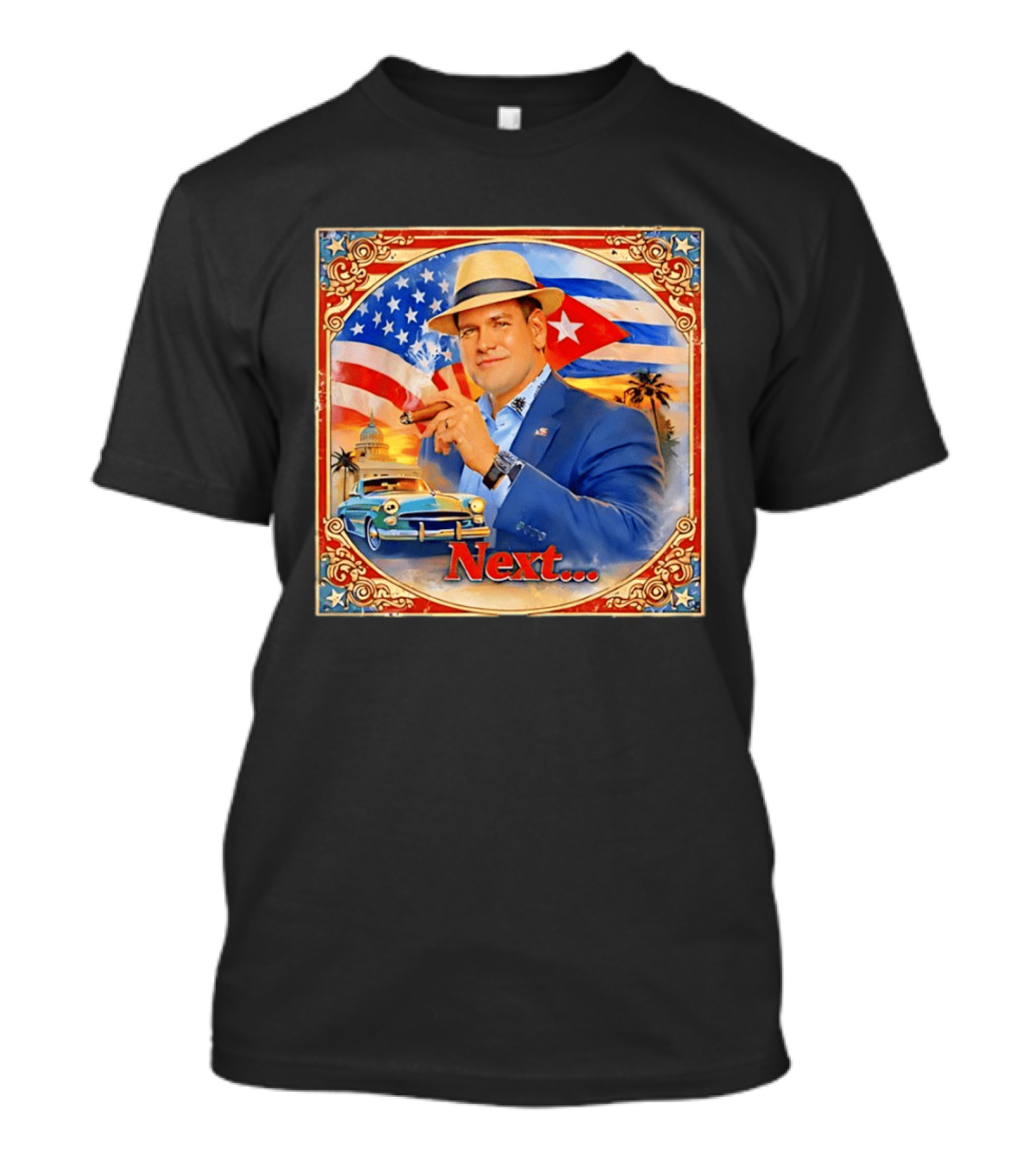 Next USA Cuban Cigar American Flag Man T-Shirt