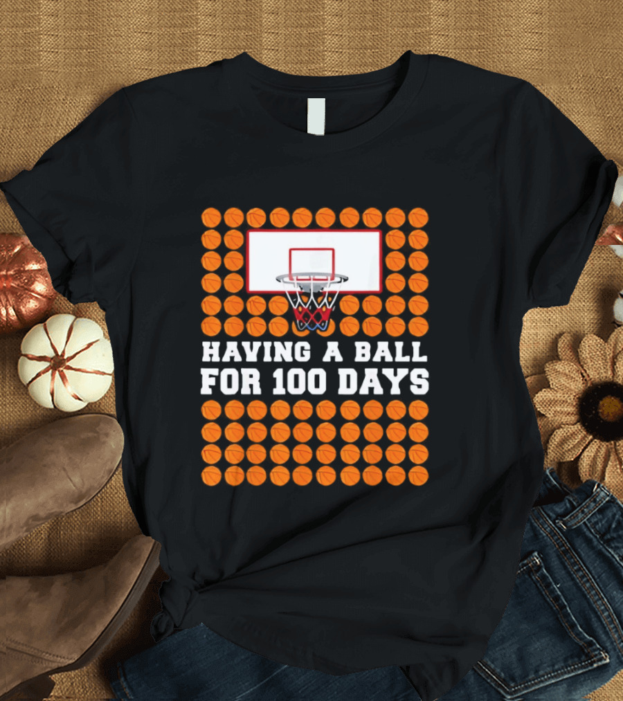 100 Days Of School Basketball Fun 100th Day Balls T-Shirt