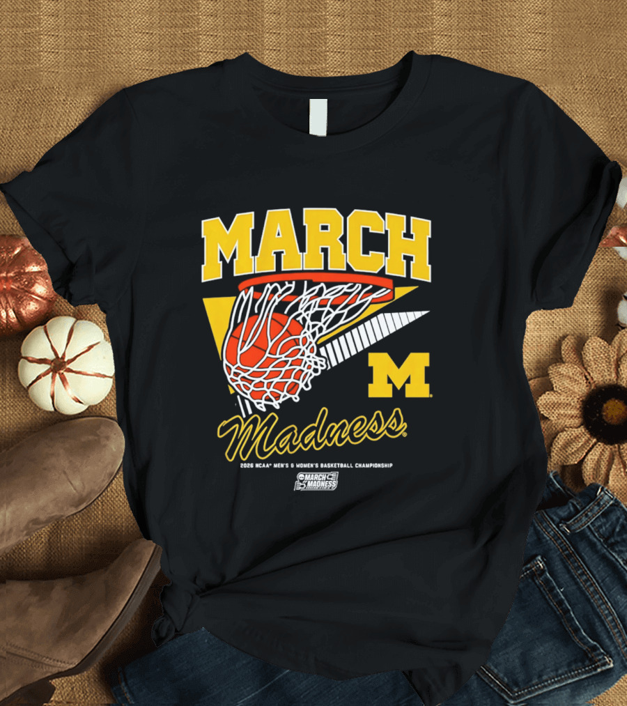 Michigan Wolverines March Madness MBB & WBB 2026 Basketball Championship Swish T-Shirt