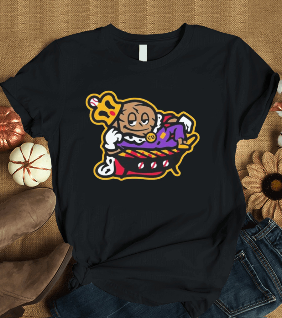 Visalia Central Valley Sir Loins Baseball King Character In Purple Robe And Crown T-Shirt