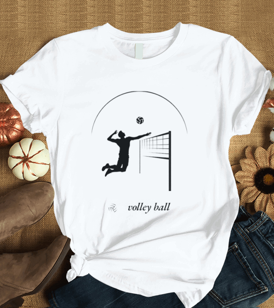 Volleyball Player Jumping To Spike Under Rising Sun T-Shirt