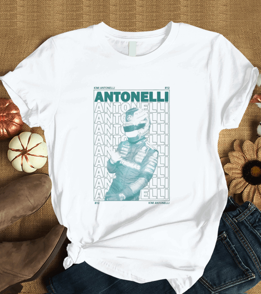 Kimi Antonelli 12 Motorsport Formula One Racing Signature Racer Print T-Shirt