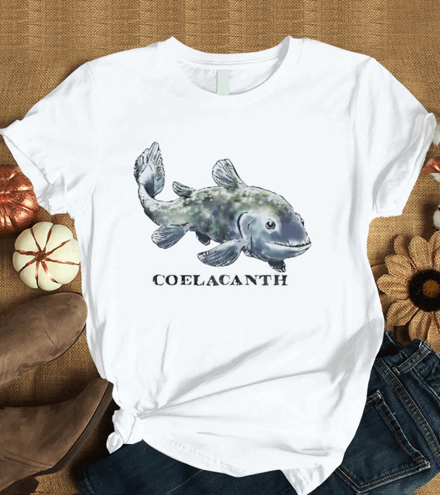 Coelacanth Fish Vintage Illustration Oceanic Creature T-Shirt