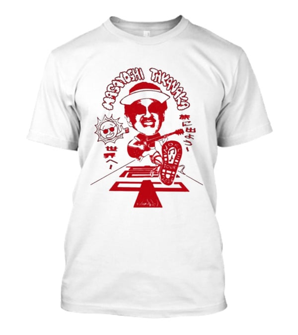 Masayoshi Takanaka Super Takanaka World Tour 2026 Caricature Art Red And White T-Shirt