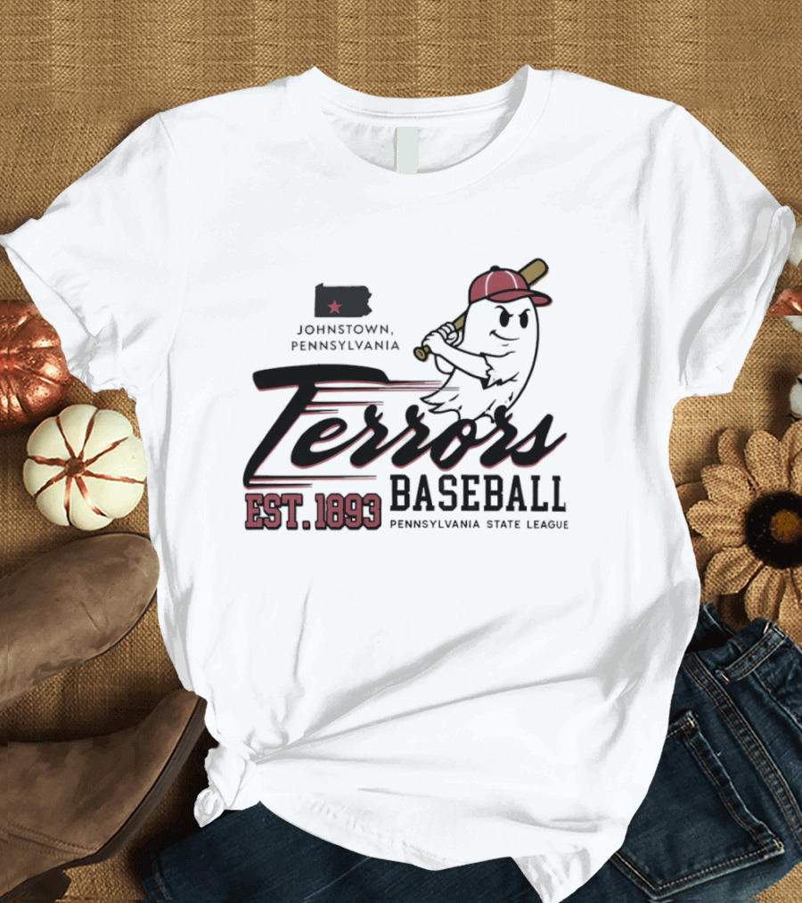Johnstown Terrors Baseball Pennsylvania State League Est 1893 Ghost T-Shirt