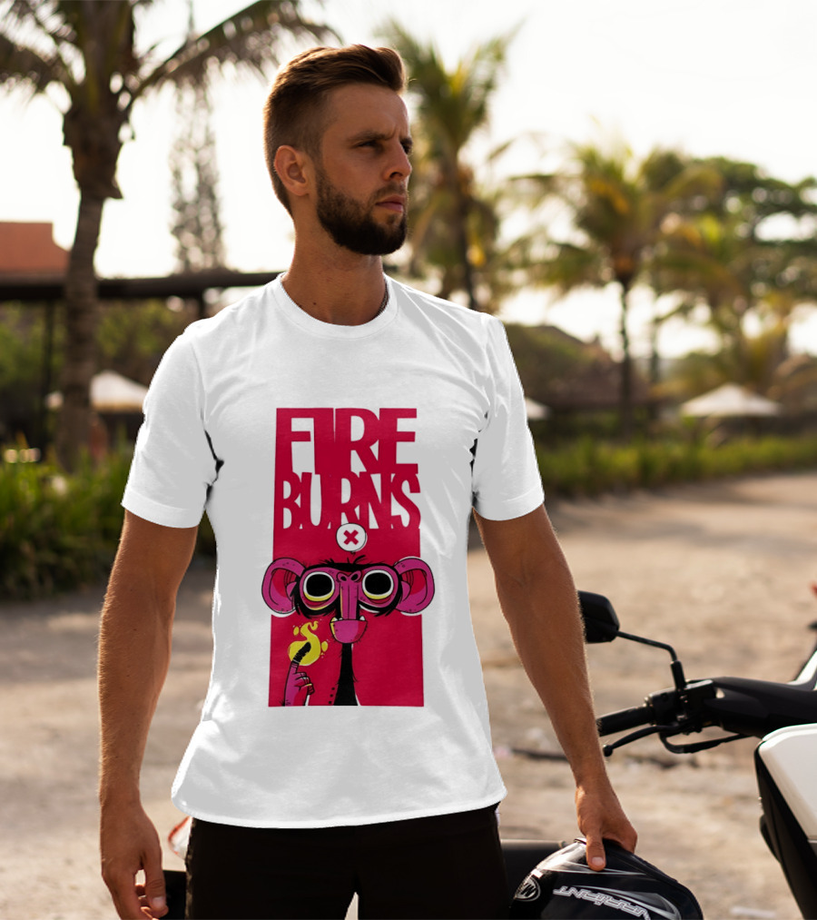 FIre Burns Monkey With Burning Hand T-Shirt