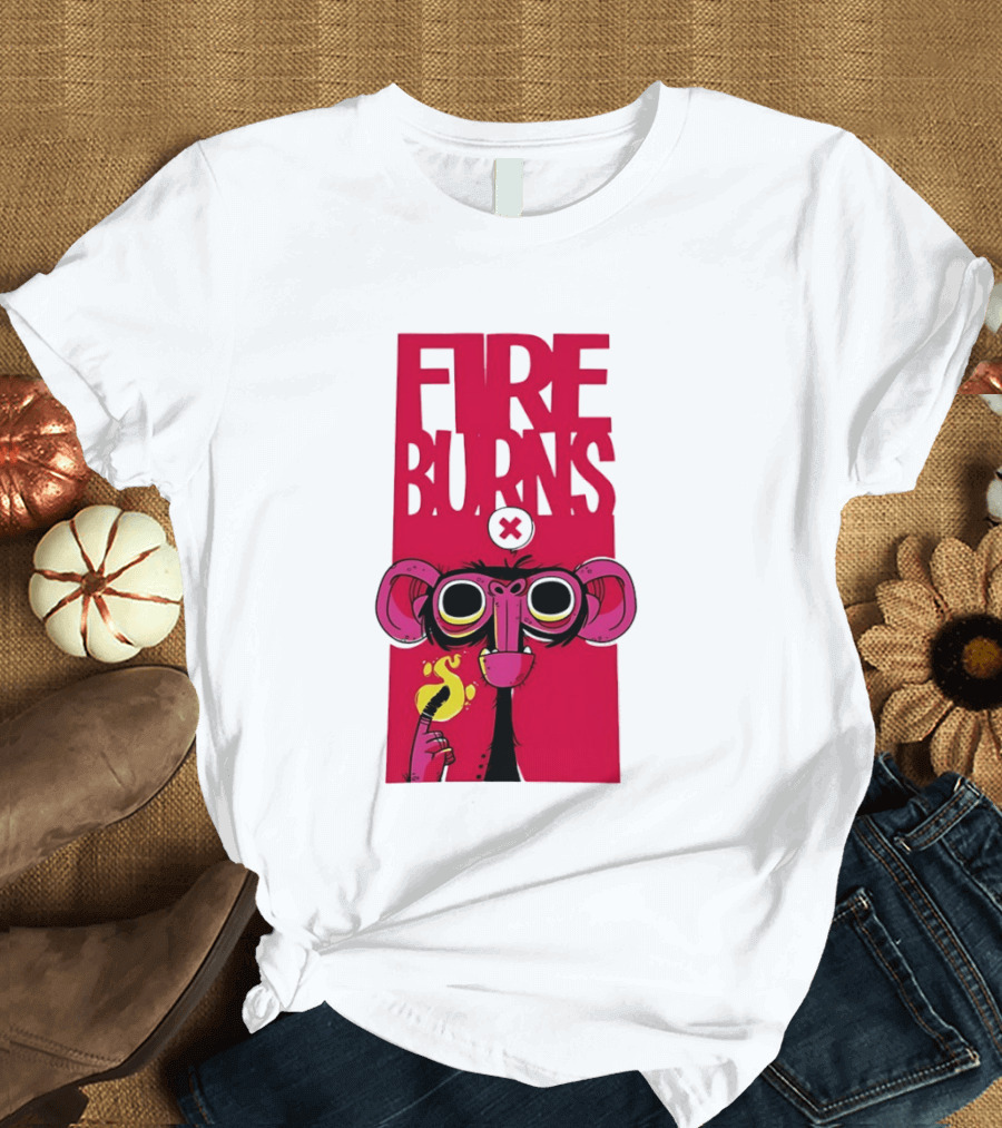 FIre Burns Monkey With Burning Hand T-Shirt