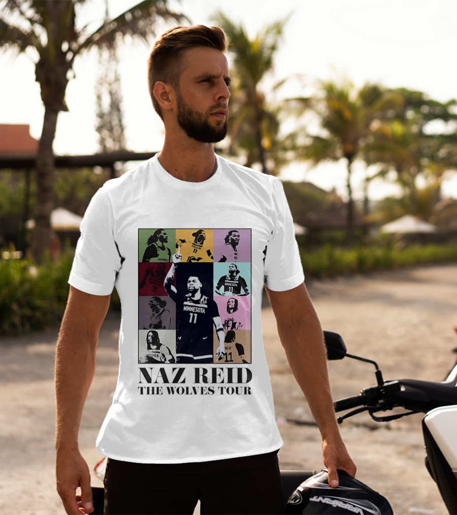 Minnesota Timberwolves Naz Reid Wolves Tour Montage T-Shirt